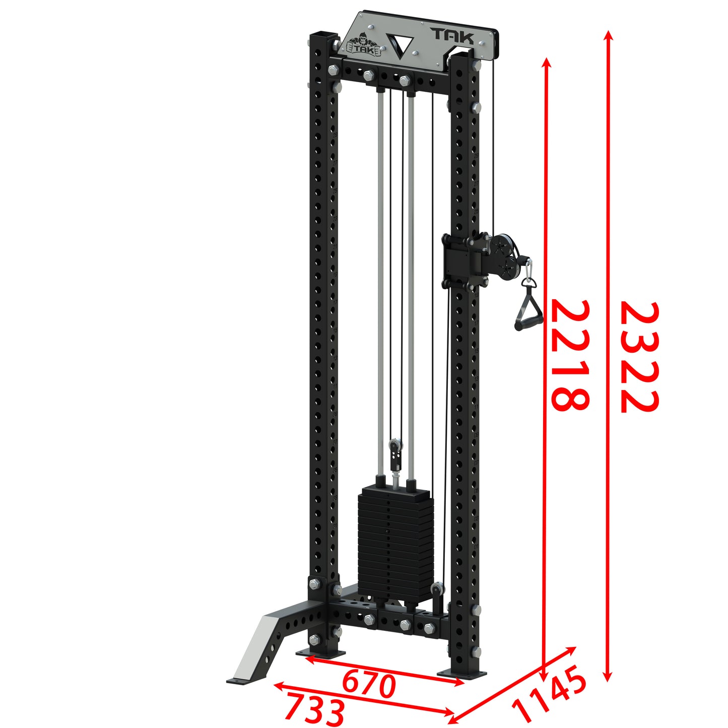 TAK Single Adjustable Cable Machine | 70kg Weight Stack | Commercial Functional Trainer
