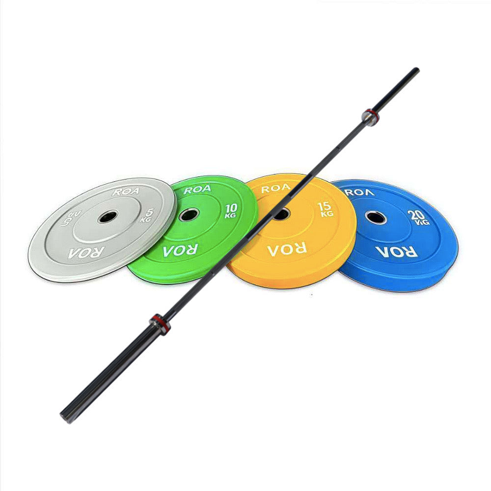100KG Colourful Bumper Plates with 20KG Olympic Barbell Set