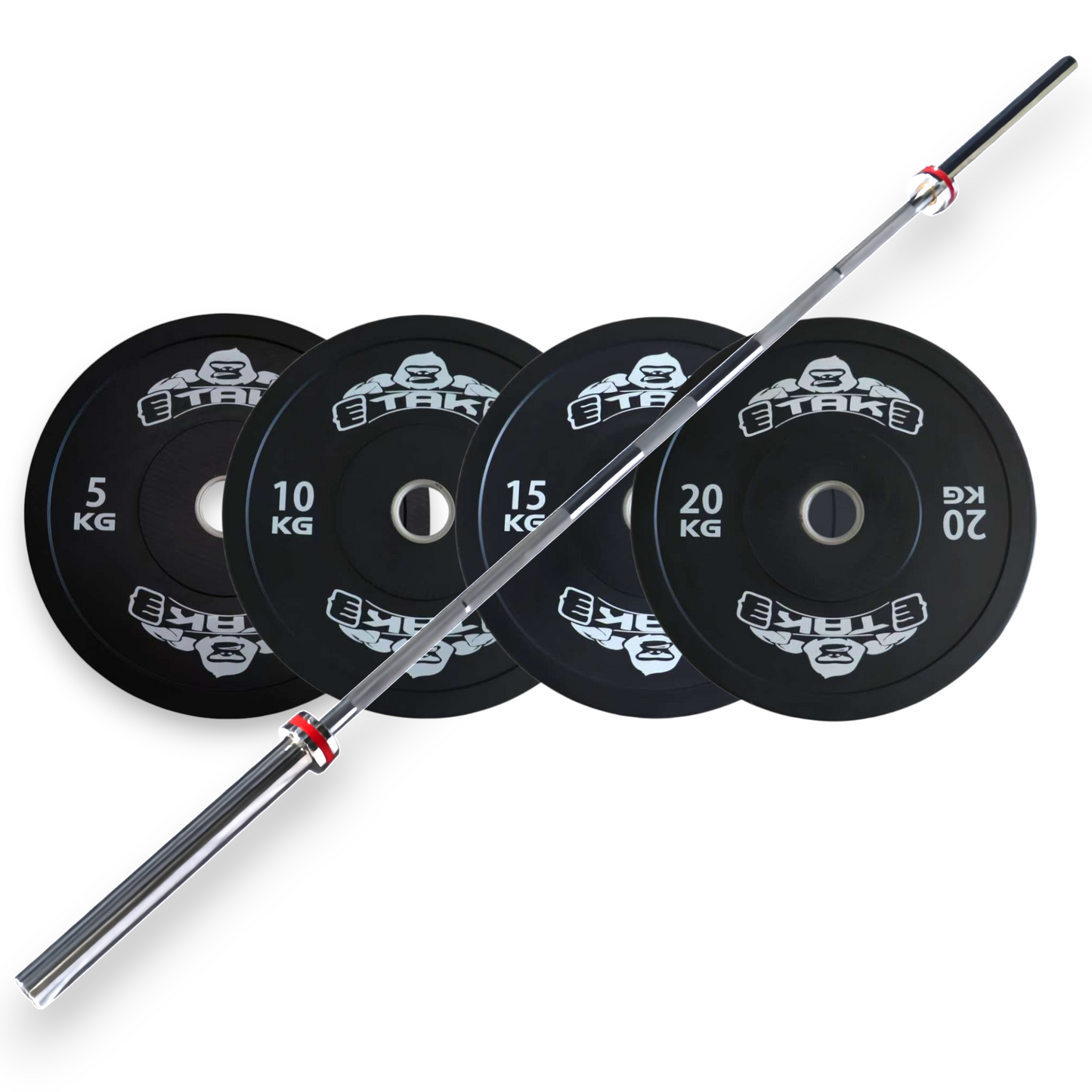 TAK Rubber Weight Plates 100kg + 15kg Barbell Set