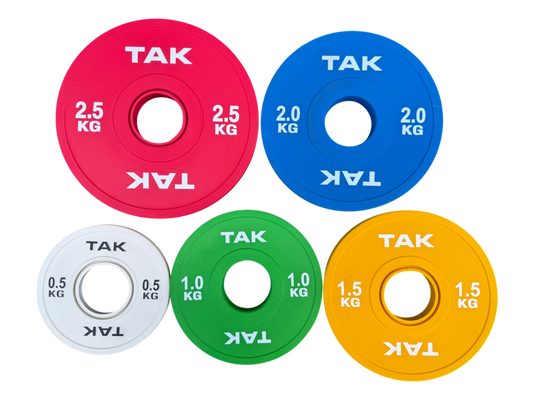 TAK Fractional Plate Set – 5 Pairs (0.5–2.5kg) Olympic Change Plates